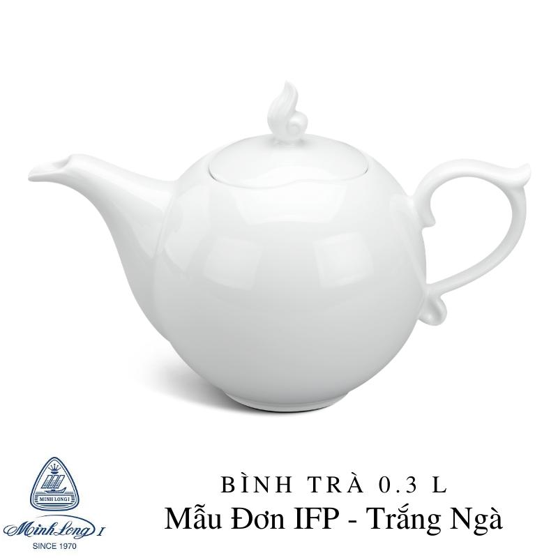 [HCM]Bình trà gốm sứ minh long Bình trà 0.3 L - Mẫu Đơn IFP - Trắng Ngà - 683013000