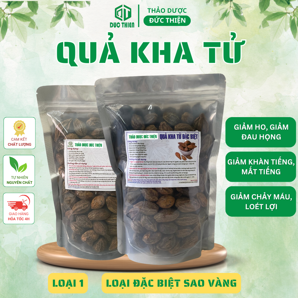 500g, 1kg quả kha tử đức thiện - giảm ho, đau họng, khàn tiếng, ho hậu co-vi-d, nấu siro ho
