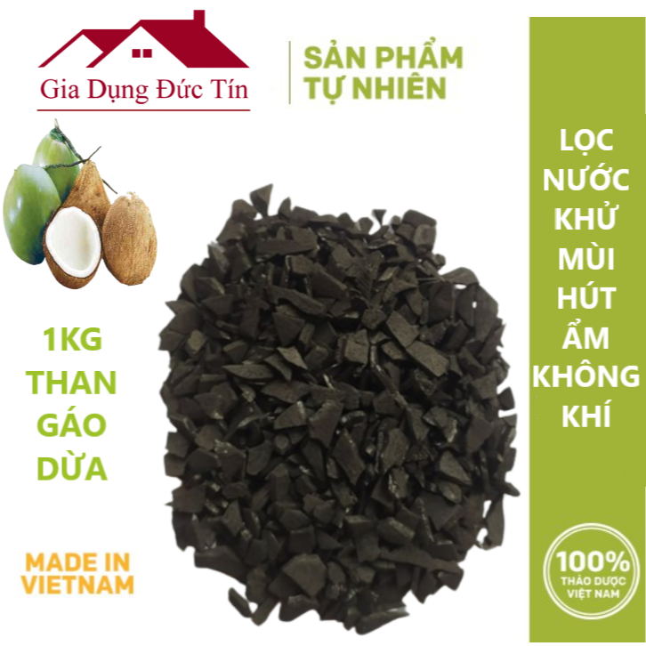 (1kg ) Than GÁO DỪA, than hoạt tính lọc nước, lọc khí loại 1 (4mm - 8mm)