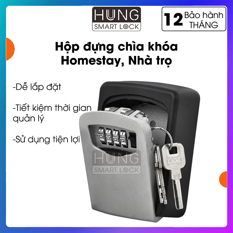 Hộp đựng chìa khóa Lockbox - Sử dụng mã số - Bảo vệ chìa khóa - Thuận tiện sử dụng - Lắp đặt dễ dàng - Lock box cho homestay - Quản lý từ xa - Bảo hành 12 tháng