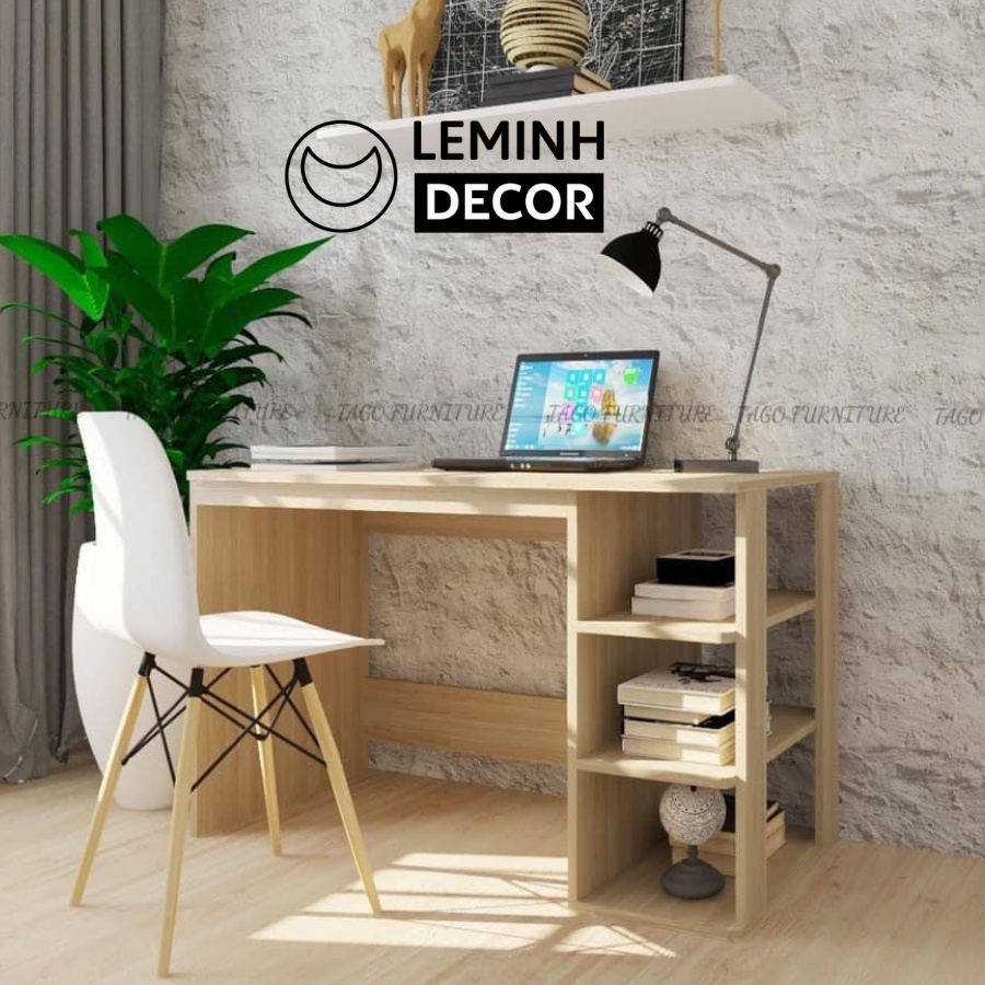 Bàn làm việc LEMINH DECOR, Bàn bằng kèm kệ đa năng phù hợp làm việc học tập