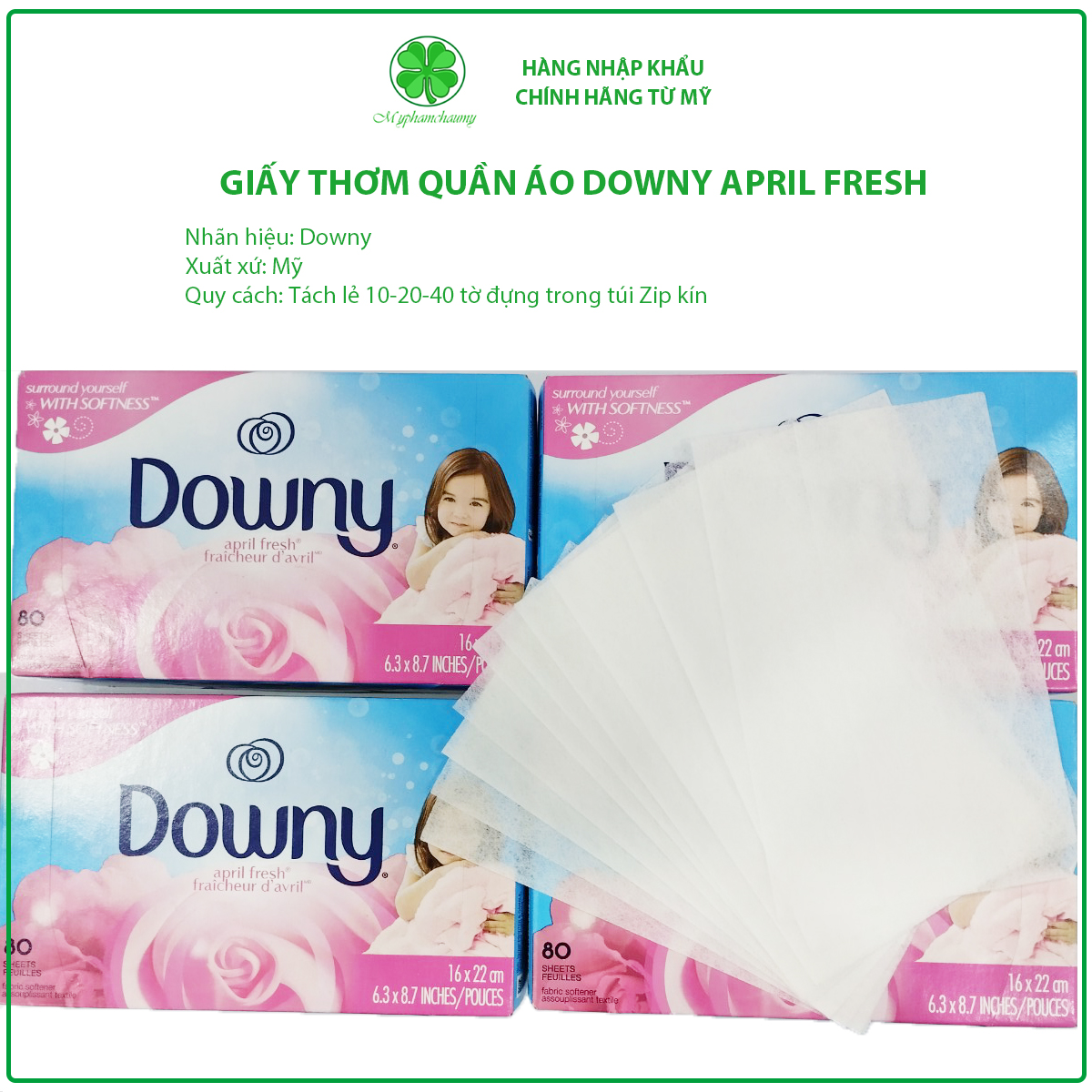 Giấy thơm quần áo Downy April Fresh Mỹ