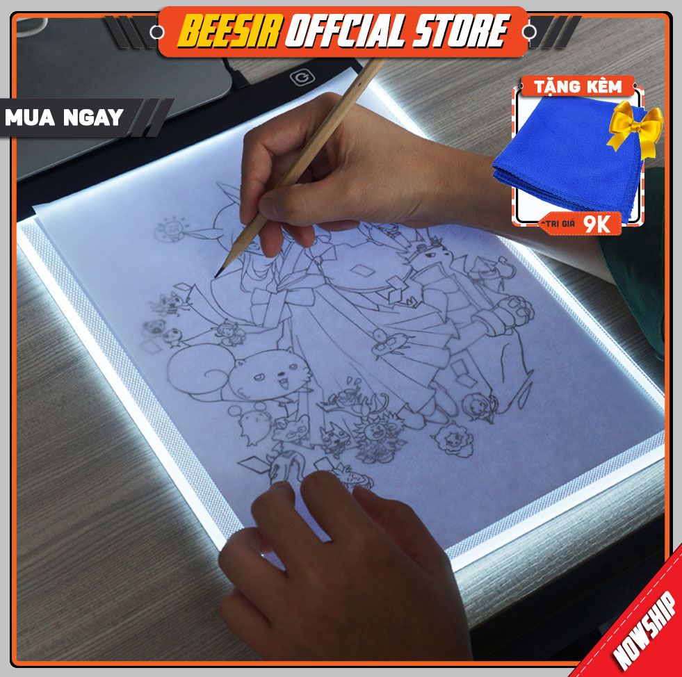 Bảng vẽ đèn led 3 cấp độ hắt sáng khổ a4 a5 cao cấp