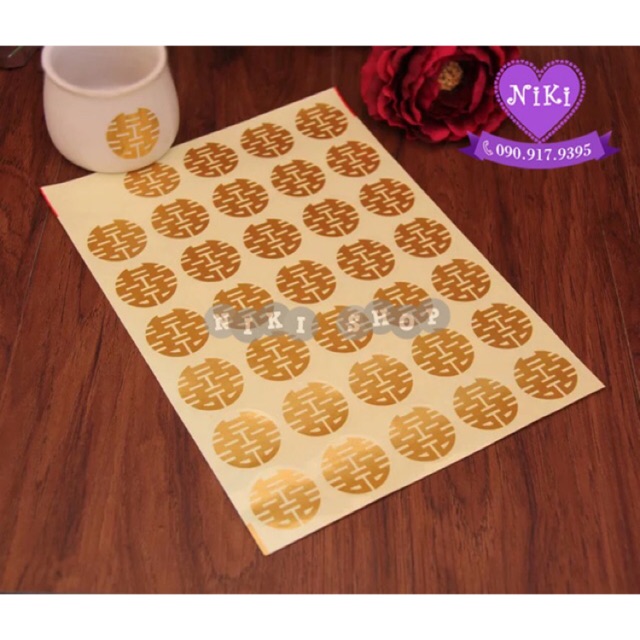 *chữ hỷ dán trái cây e07