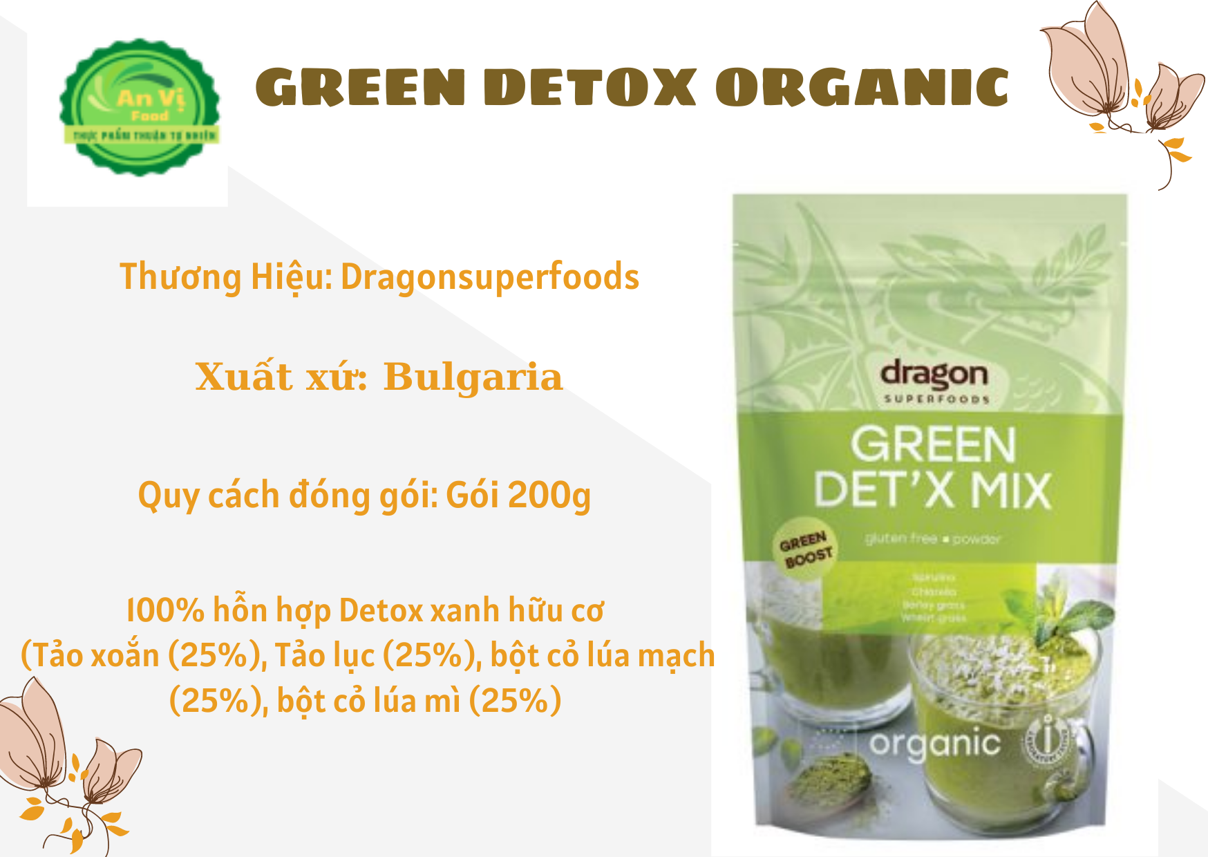 Bột thải độc hữu cơ green detox organic 200g