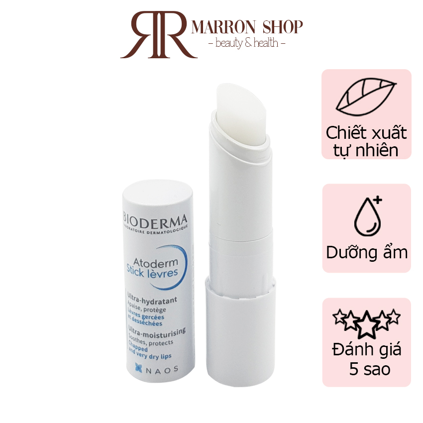 Son dưỡng môi không màu BIODERMA Atoderm Stick Lèvres dưỡng ẩm, làm dịu, giúp môi mềm mượt - Le Marron Shop