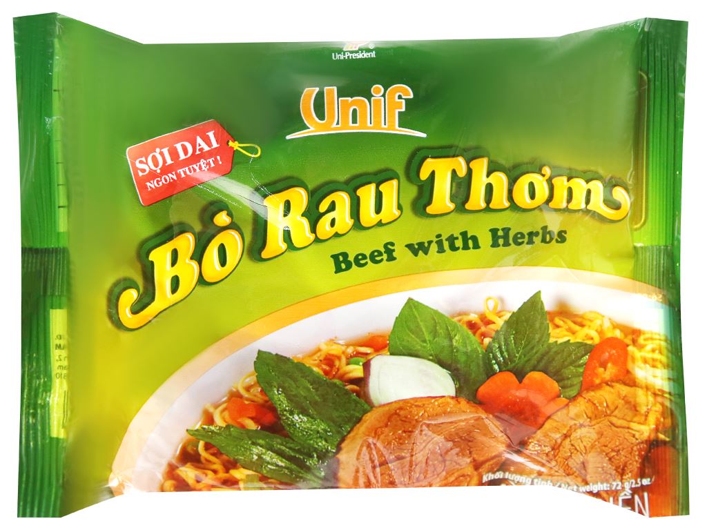 Mì Unif bò rau thơm gói 72g
