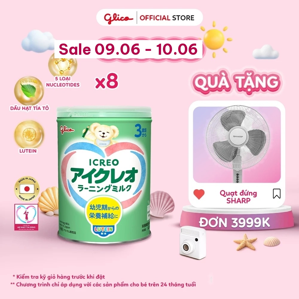 [QUÀ-VC-FREESHIP] Combo 5 Lon Thực Phẩm Bổ Sung Sữa Dinh Dưỡng GLICO ICREO LEARNING MILK cho bé từ 3 tuổi trở lên (Số 3 - 5Lon x 820g/Lon)