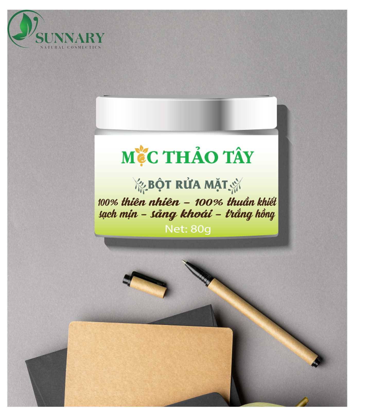 Bột rửa mặt thảo mộc đông y giảm mụn ẩn, mụn đầu đen làm sạch da Mộc Thảo Tây - Sunnary Cosmetics
