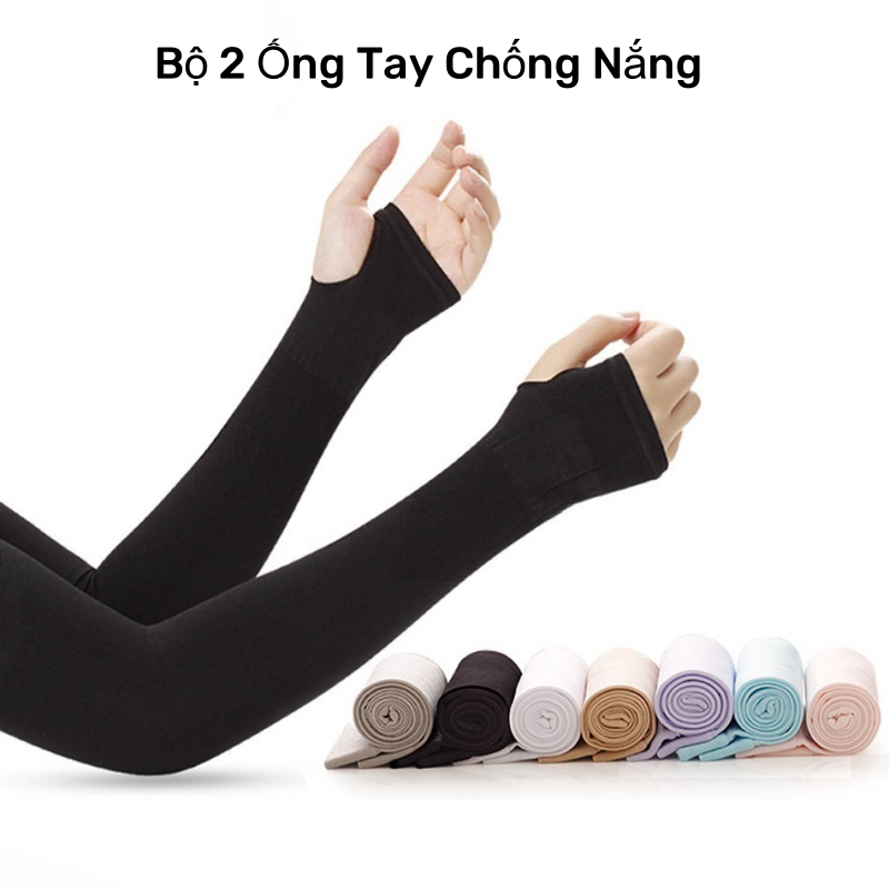 Găng tay chống nắng xỏ ngón được làm mát da,ống tay xe máy,chất liệu vải cotton dày co giãn,chống tia uv