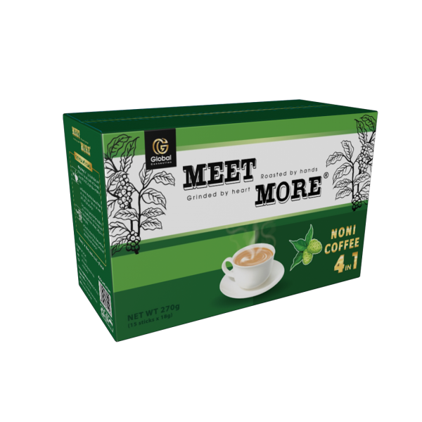 Cà phê kết hợp trái nhàu hòa tan hộp 15 gói hương vị riêng biệt