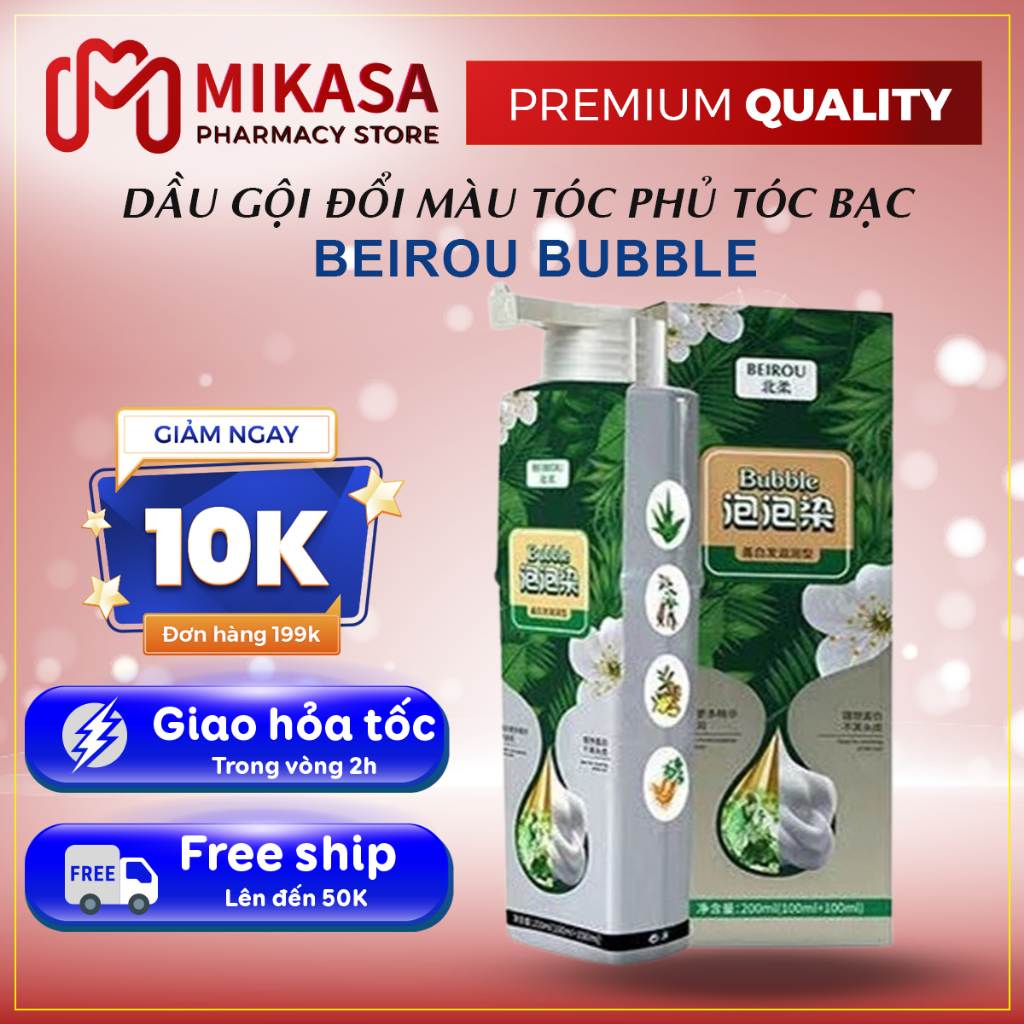Dầu Gội Beirou Bubble Thảo Dược Phủ Tóc Bạc, Đổi Màu Tóc - Beirou Bubble Gội Phủ Đen Tóc Bạc, Đổi Màu Tóc, Dưỡng Tóc