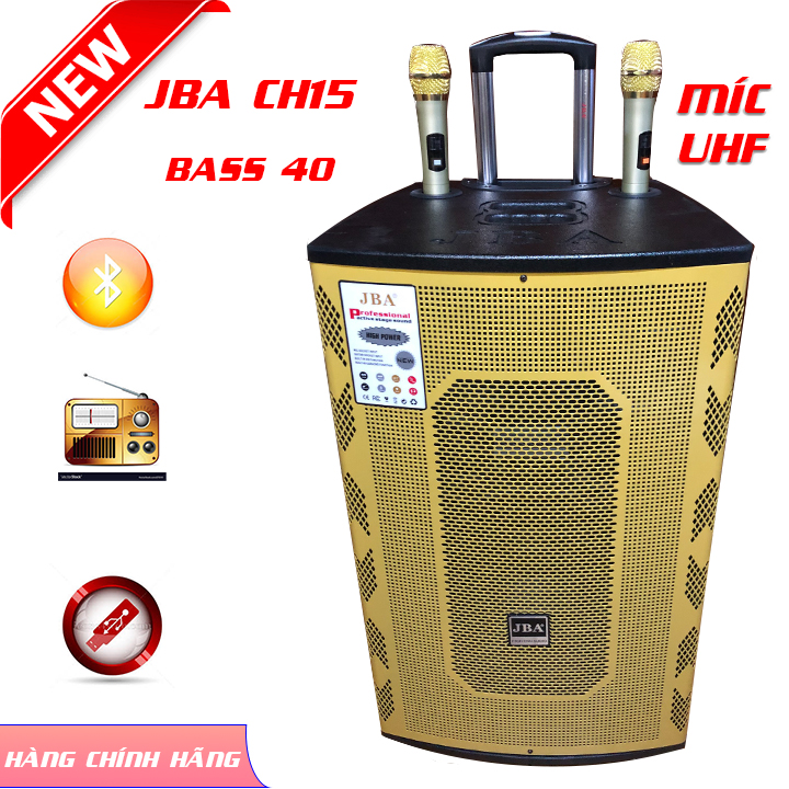 Loa kéo cống suất lớn jba ch 15 bass 40, âm chất, sống động, kèm 2 míc uhf siêu xịn, hát bao hay