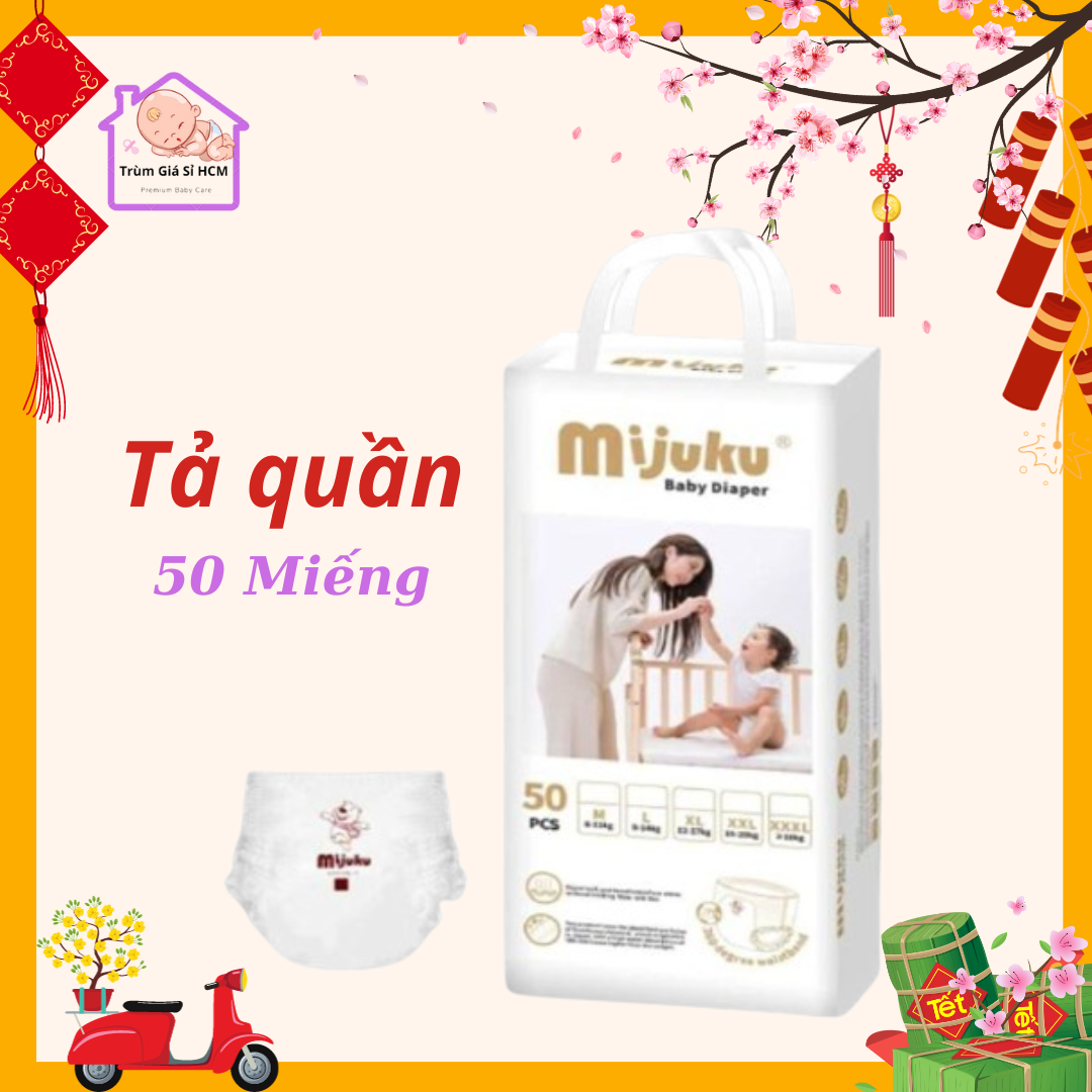 [HCM] Tả quần cho bé - bỉm quần MIJUKU 50 miếng mỏng nhẹ siêu khô thoáng thấm hút tốt giúp bé ngủ ngon