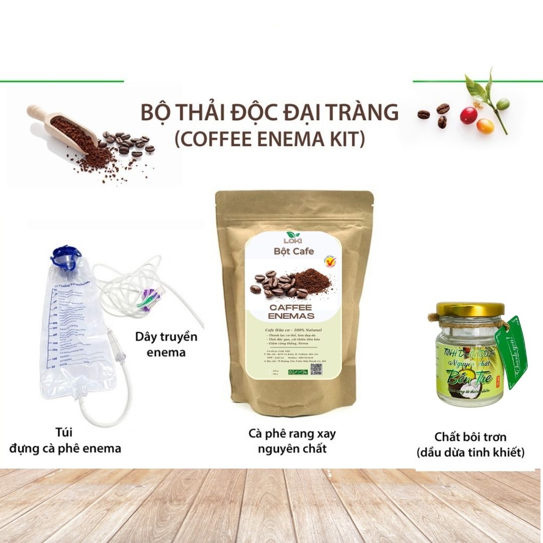 Bộ túi thải độc đại tràng, coffee enema, thụt tháo đại tràng, caphe enema, thải độc cà phê, súc ruột 1200ml -Loki Home