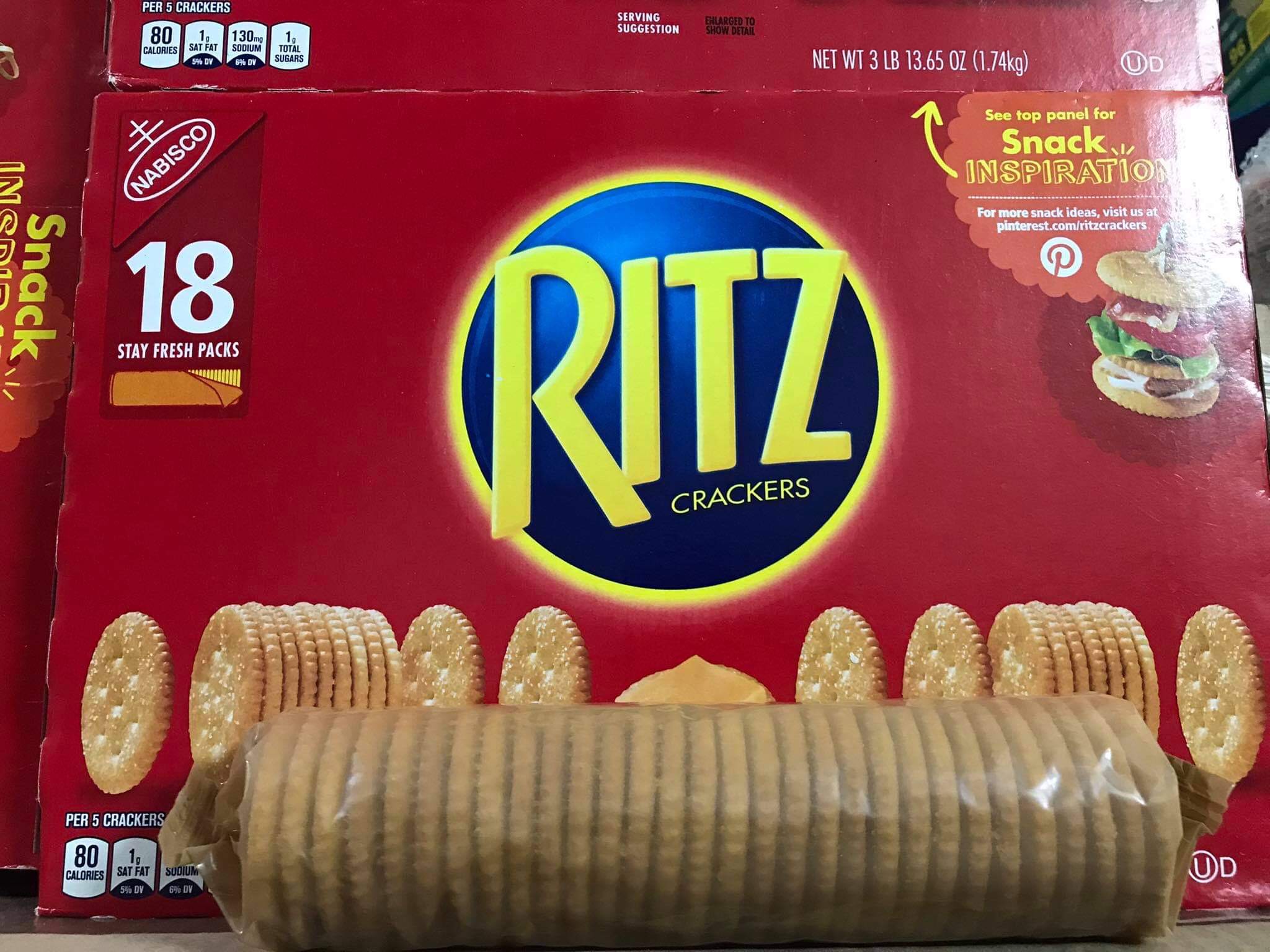 Bánh Ritz loại 18 bịch/ thùng 1.74kg , Độ Ngọt Vừa Phải Hàng Xách Tay Mỹ , ATMart