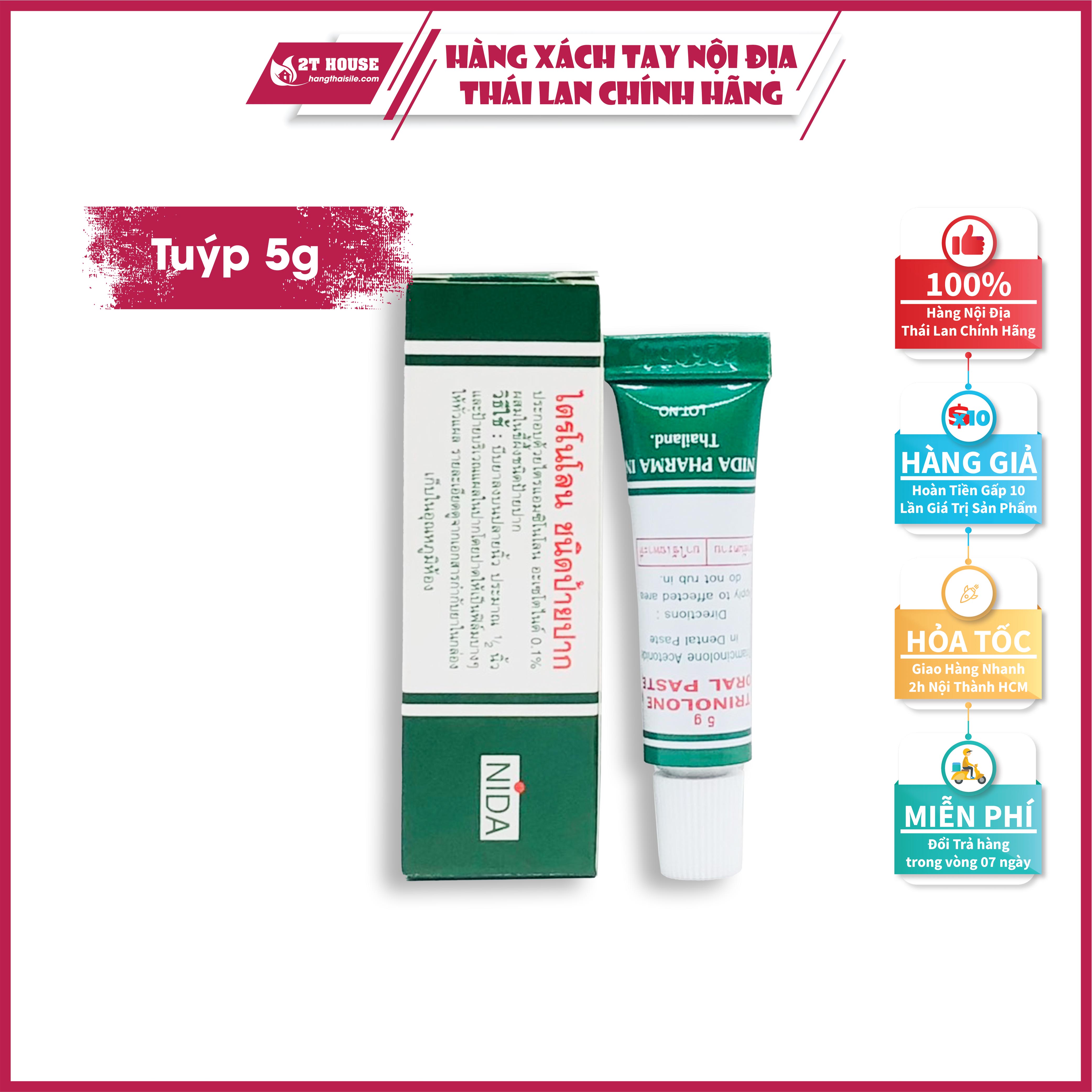 Kem bôi nhiệt miệng Trinol One Oral Paste Thái Lan tuýp 5g, Kem thoa giảm nhiệt miệng hàng nội địa Thái, 2T House Shop Hàng Thái Lan Chính Hãng