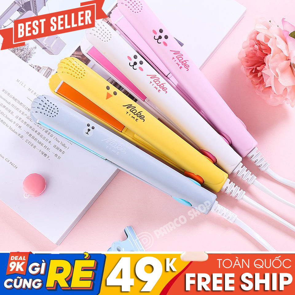 (Top 5 máy tạo kiểu tóc) Máy kẹp, duỗi uốn tóc mini nhỏ nhắn đa năng 3in1 tiện lợi Make Time uốn cúp làm tóc xoăn lọn