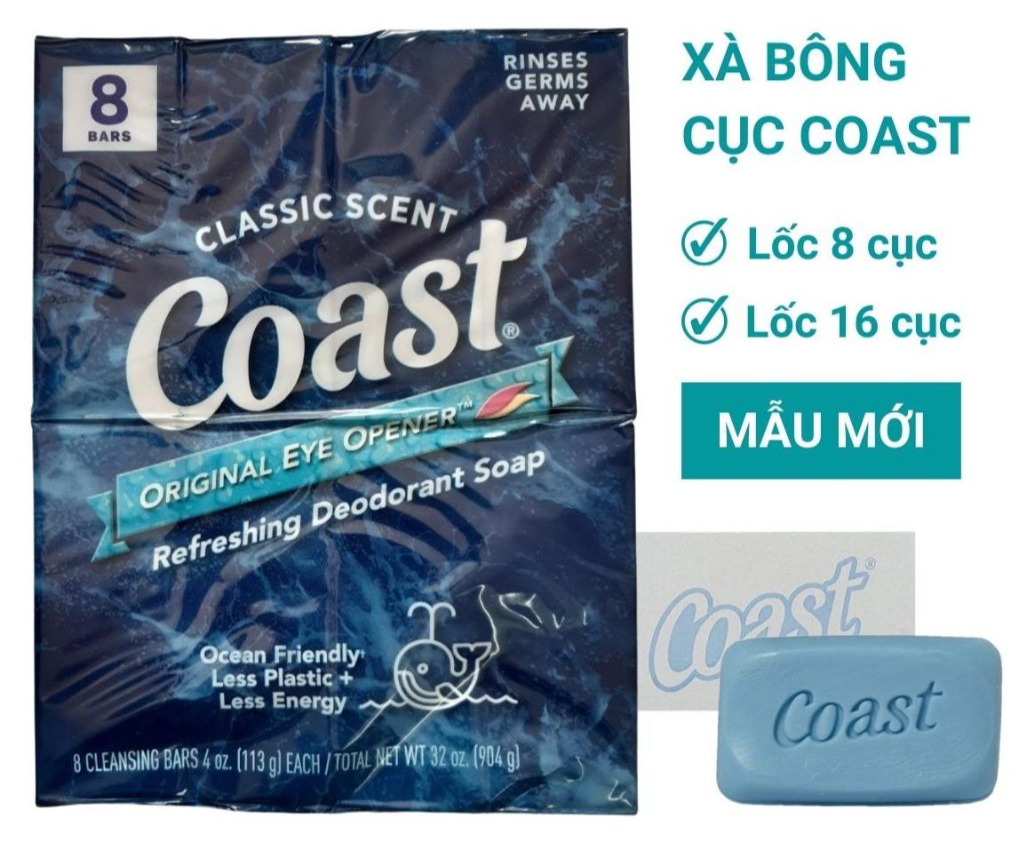 Lốc 8 xà bông cục Coast Mỹ 113gr ( Mẫu mới)