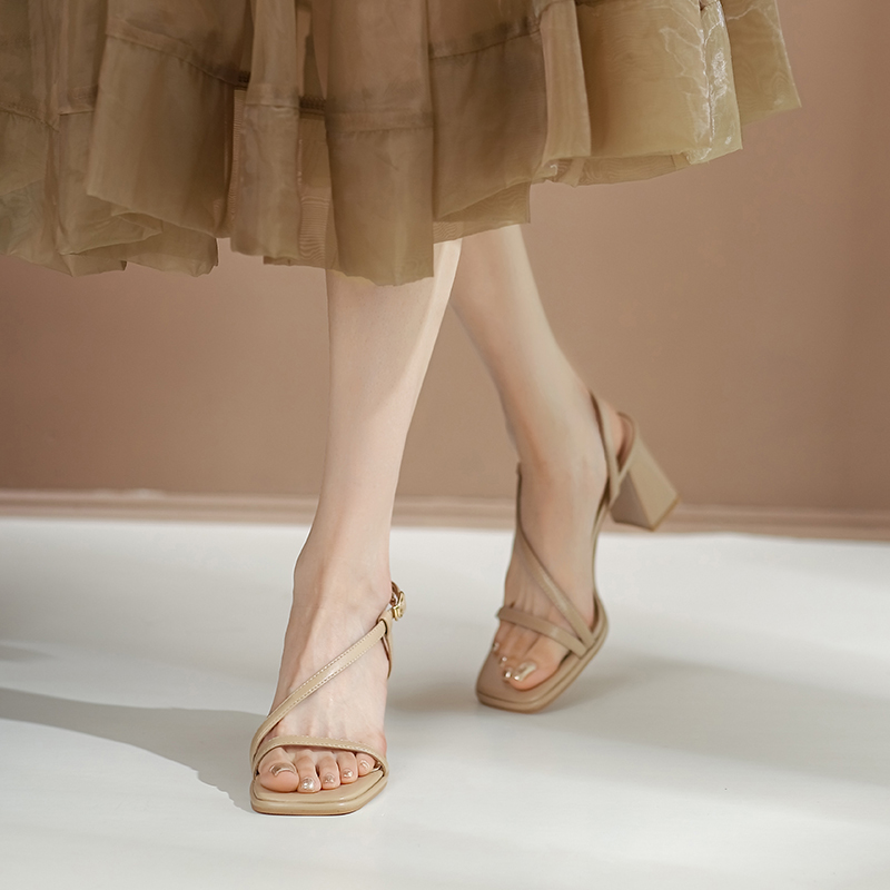 Giày cao gót nữ 7p, sandal cao gót bản dây ôm bàn chân mã TD72