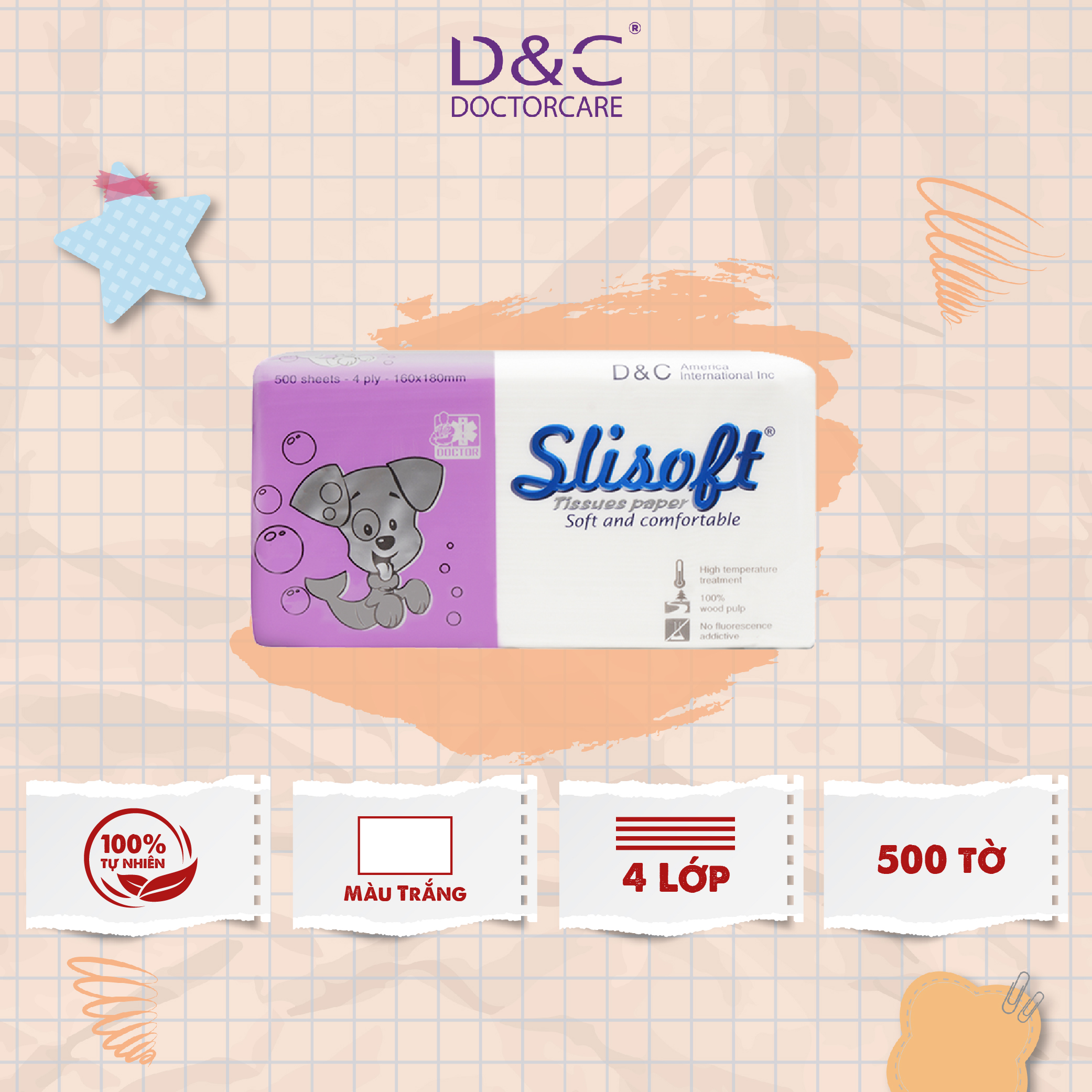 Giấy ăn Slisoft Trắng tự nhiên đa năng thân thiện môi trường, giáy ăn rút không chất tẩy trắng an toàn cho cả gia đình