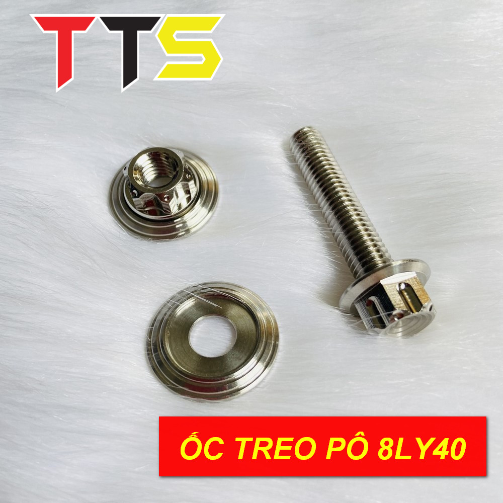 Ốc treo pô 8ly40 kèm tán SALAYA sử dụng lắp EXCITER 150, FUTURE LED, WAVE CÁC ĐỜI, SONIC 150 ( TẶNG KÈM 2 LÔNG ĐỀN )