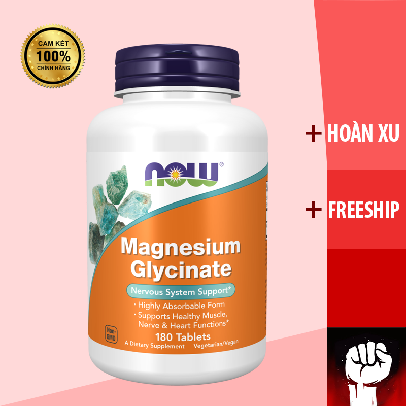 VIÊN UỐNG MA GIÊ Now Magnesium Glycinate- Bổ Trợ Cơ, Tim Mạch - Chính Hãng