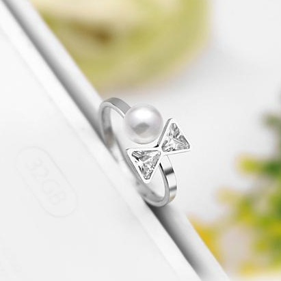 [HCM]Freeship Nhẫn inox nơ BHN30 Trắng