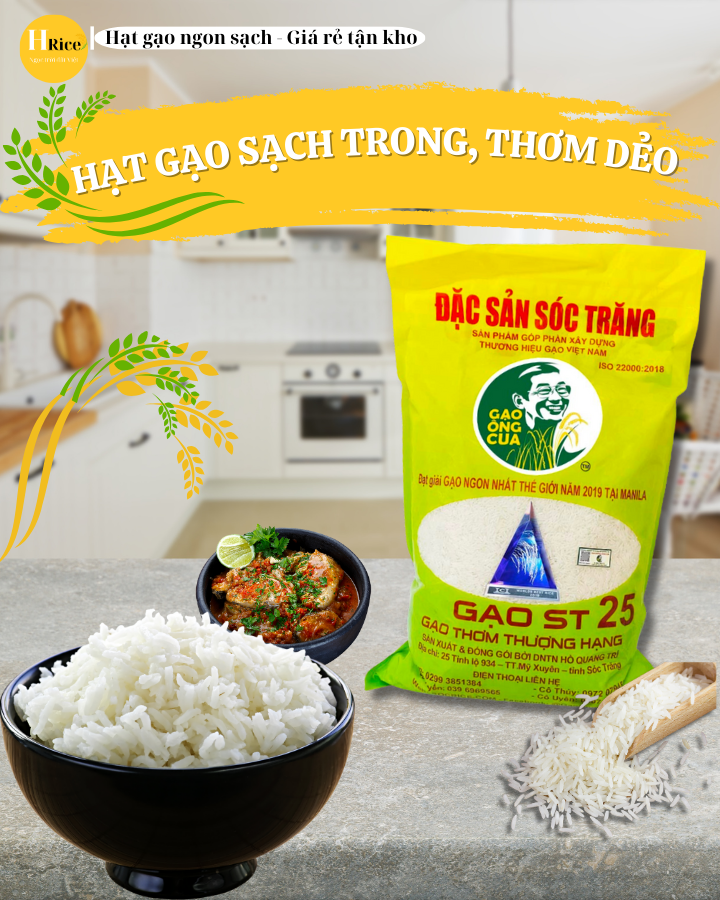 GẠO ST 25 ÔNG VUA XUẤT KHẨU NGON NHẤT THẾ GIỚI ( BAO 5KG )