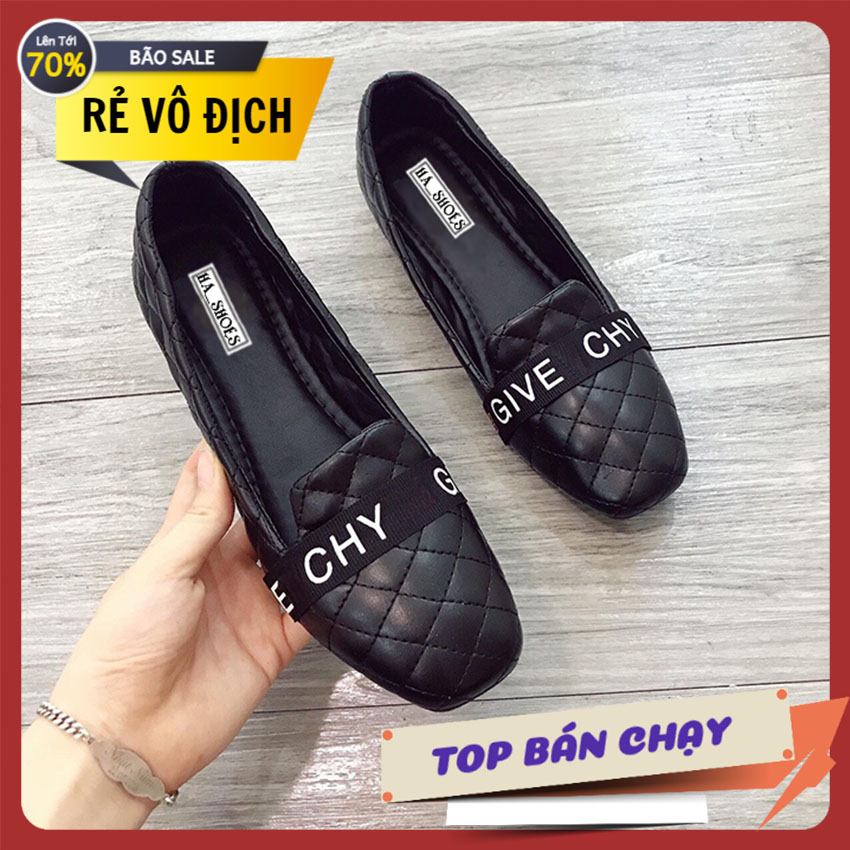 Giày đế bệt trần chỉ GIVE giày búp bê giày nữ giá rẻ giày nữ công sở giày xăng đan nữ
