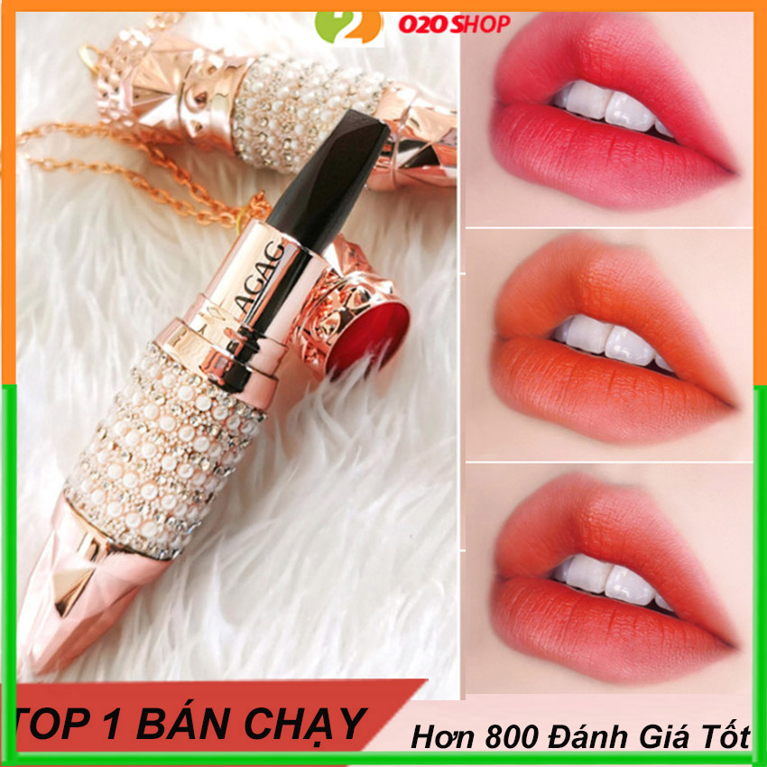 Son 3 màu, son 6 màu trong 1 cây có gắn đá, son 6 màu trong một cây son siêu lì lên màu chuẩn đẹp, mềm mịn và không khô môi, Dưỡng Ẩm Siêu Lì– Dạng  Thỏi - Mềm Mịn Môi Lâu Trôi O2O Shop