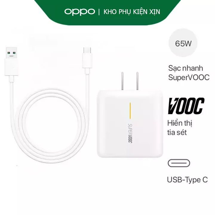 Bộ Sạc Nhanh OPPO Find X2 Pro Super VOOC 65W - Cáp USB-C