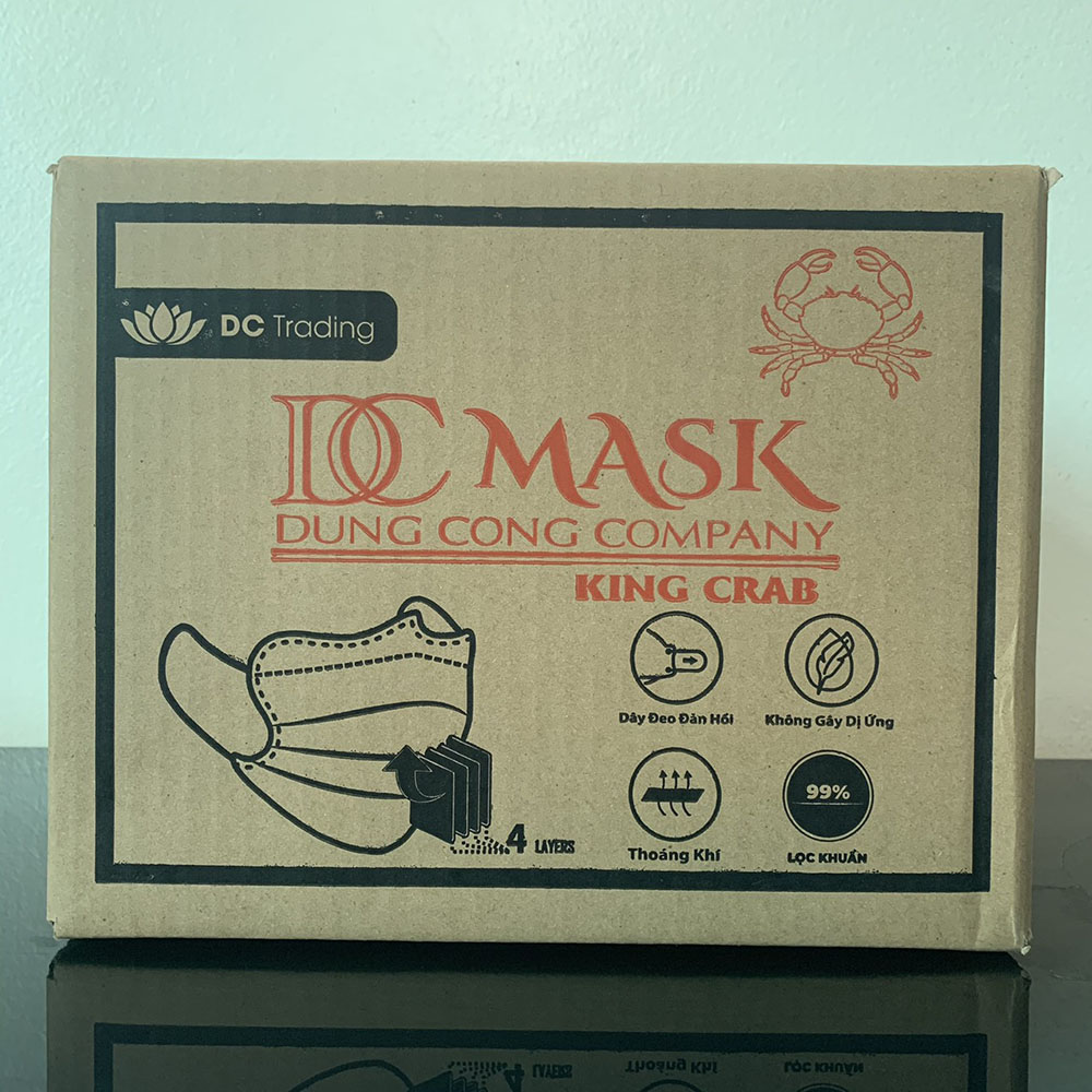 Thùng 300 khẩu trang Cua King Crab DC MASK 4 lớp kháng khuẩn tiêu chuẩn Hàn Quốc