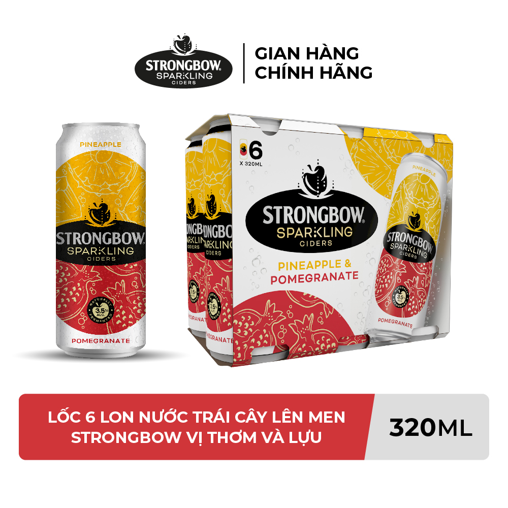 Lốc 6 Lon Nước Trái Cây Lên Men Strongbow Vị Thơm Và Lựu 320ml/lon