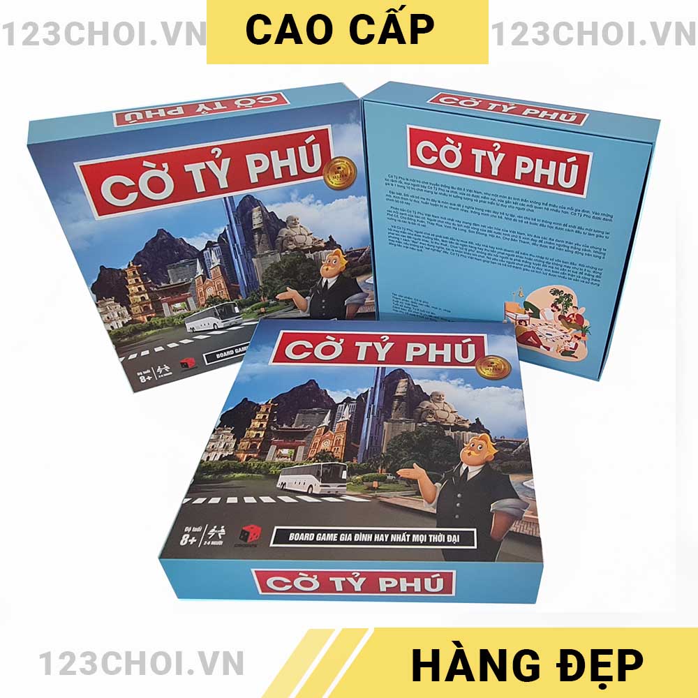 Bộ đồ chơi Cờ tỷ phú tiếng Việt Nam bằng giấy cao cấp - Board game Monopoly xây dựng kinh điển, sử dụng xúc xắc, tiền Việt, thẻ bài Việt hóa chơi cùng gia đình [Cho 2 - 6 người chơi]