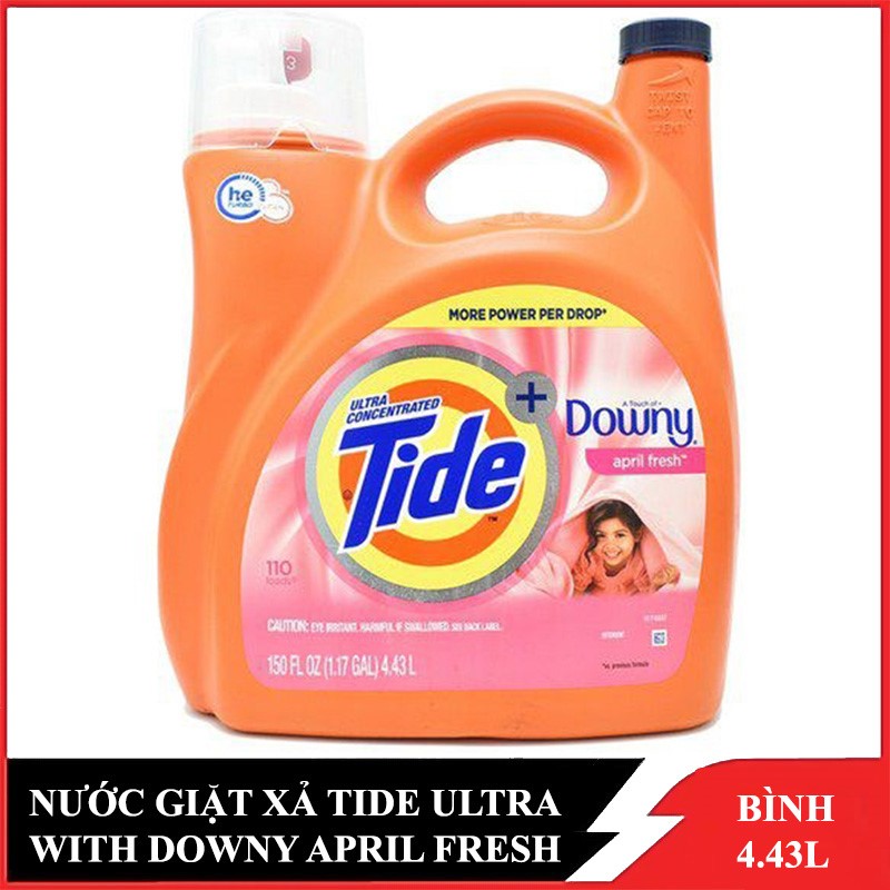 Nước giặt xả Tide Downy hương April Spring bình của Mỹ chai 4.43lit