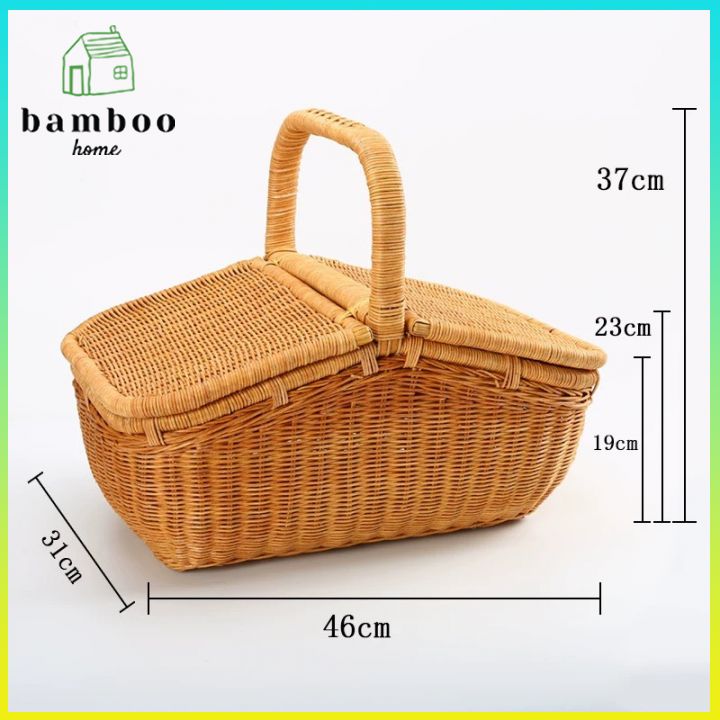 Giỏ mây tre picnic phong cách Bắc Âu - Mây tre đan - BamBoo Home