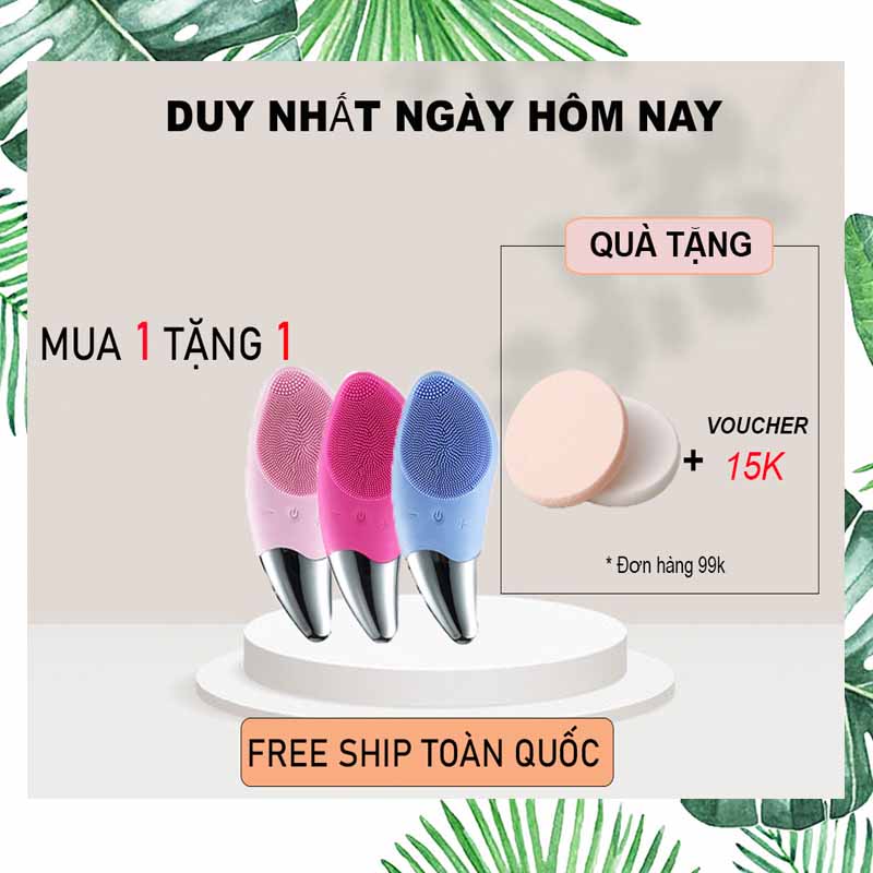 (FREE SHIP 18K ) Máy rửa mặt dài sóng siêu âm SONIC CLEANSER bề mặt silicon cao cấp Khuyến mãi cực sốc  (TẶNG QUÀ TRÊN MỖI ĐƠN HÀNG)