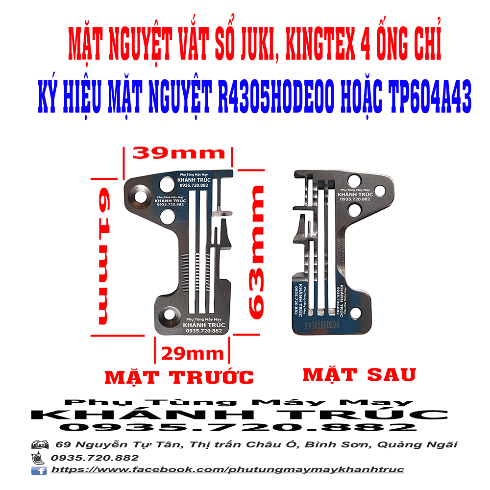 Tp604a43 hoặc r4305h0de00 mặt nguyệt máy vắt sổ công nghiệp juki hoặc kingtex 4 ống