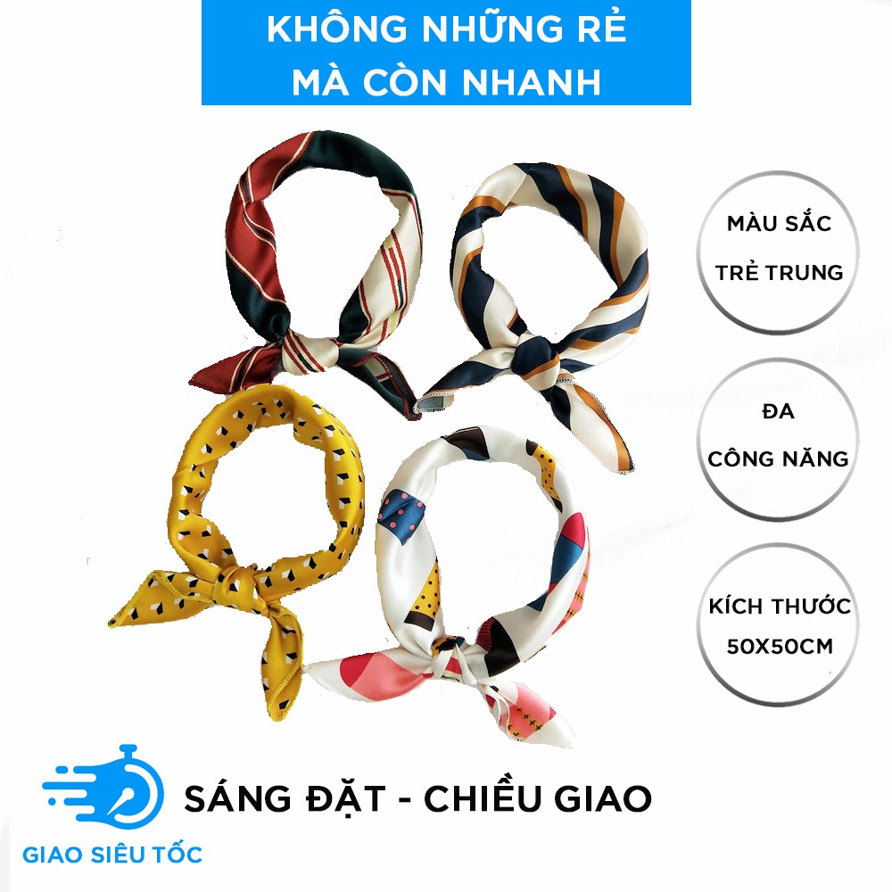 [HCM]Khăn Turban Vuông Hàn Quốc 50X50 Vải Cao Cấp Họa Tiết Cá Tính Trẻ Trung Ah770