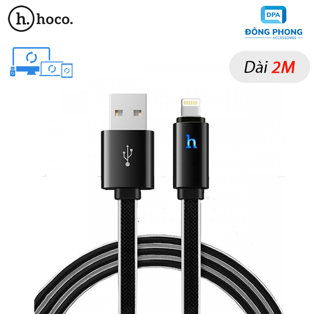 Cáp iphone / ipad chính hãng hoco upl12 dài 2 mét có đèn báo sạc đầy