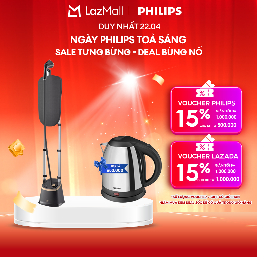 Bàn Ủi Hơi Nước Đứng Philips STE3170/80 - Công Suất 2000W - Bình Chứa Nước 2L - Hơi Phun 40G/Phút - Ngăn Chứa Tinh Dầu - Hàng Phân Phối Chính Hãng