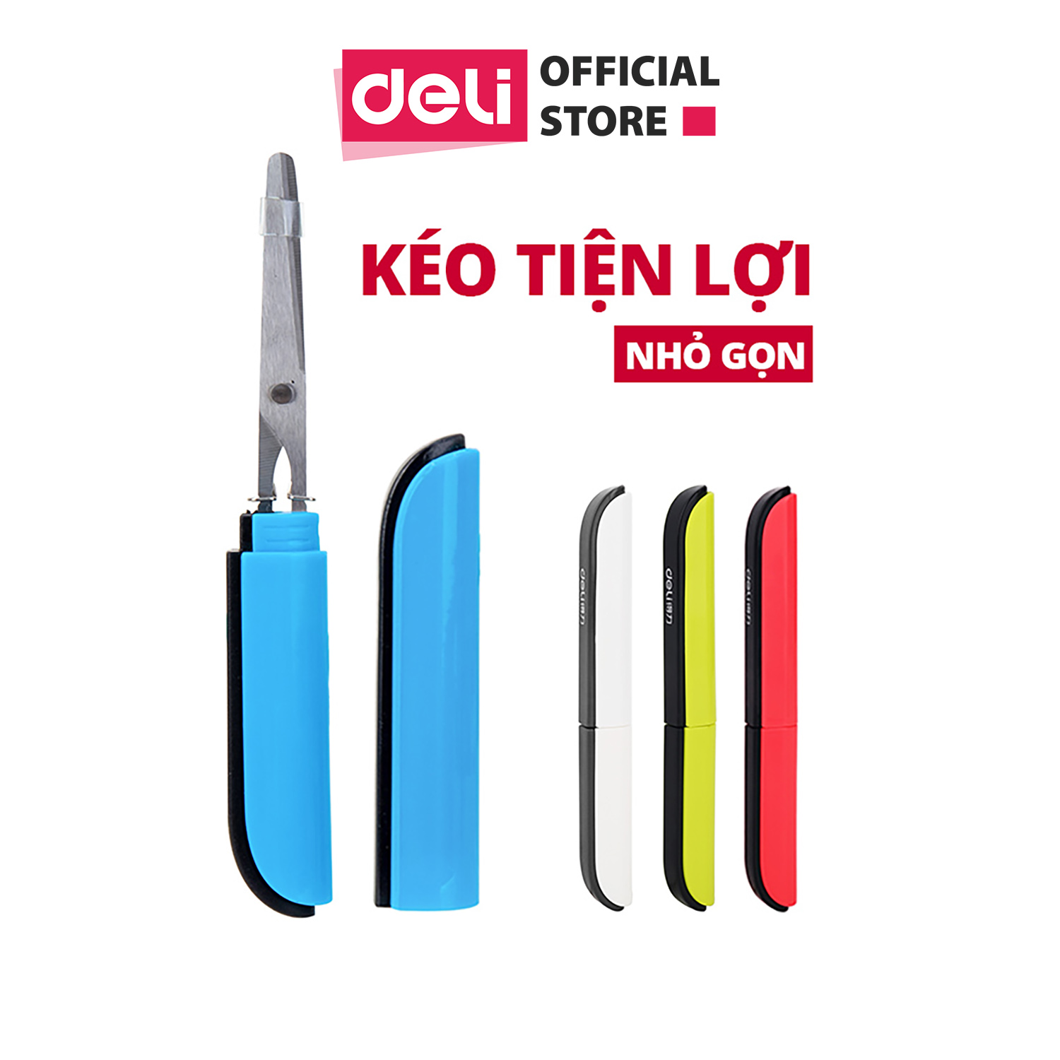 Kéo mini tiện lợi deli - nhỏ gọn - lưỡi kéo sắc bén - nhiều màu - 1 chiếc - 600