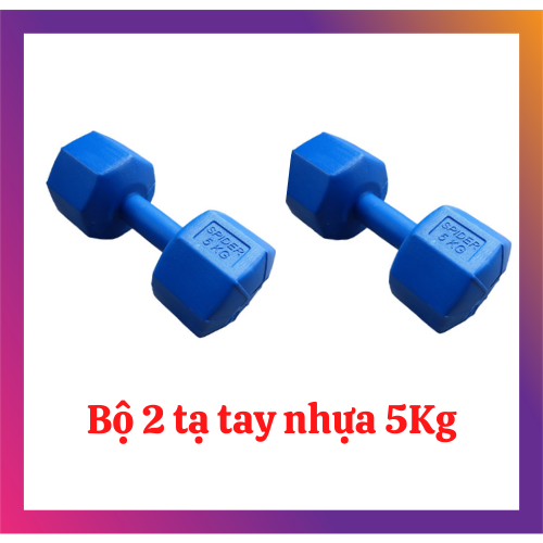Tạ tay 5kg màu xanh dương (Bộ 2 cái tạ tay nhựa 5kg bát giác)