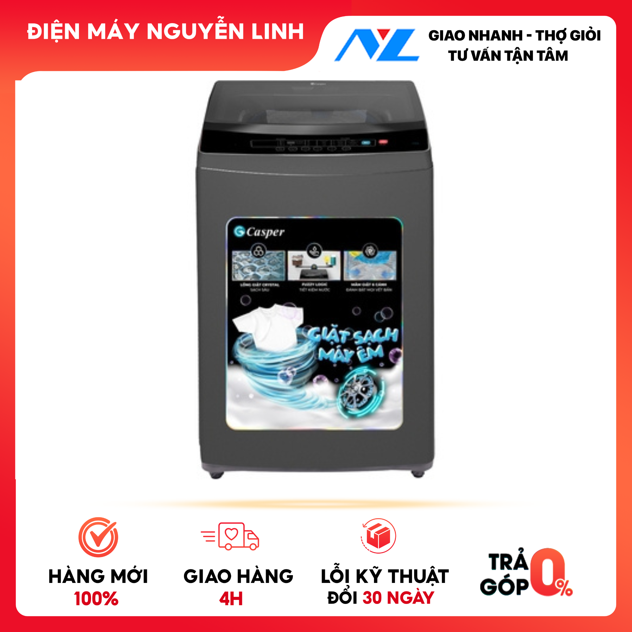 Wt-75n70bga - freeship - máy giặt casper 7.5 kg wt-75n70bga