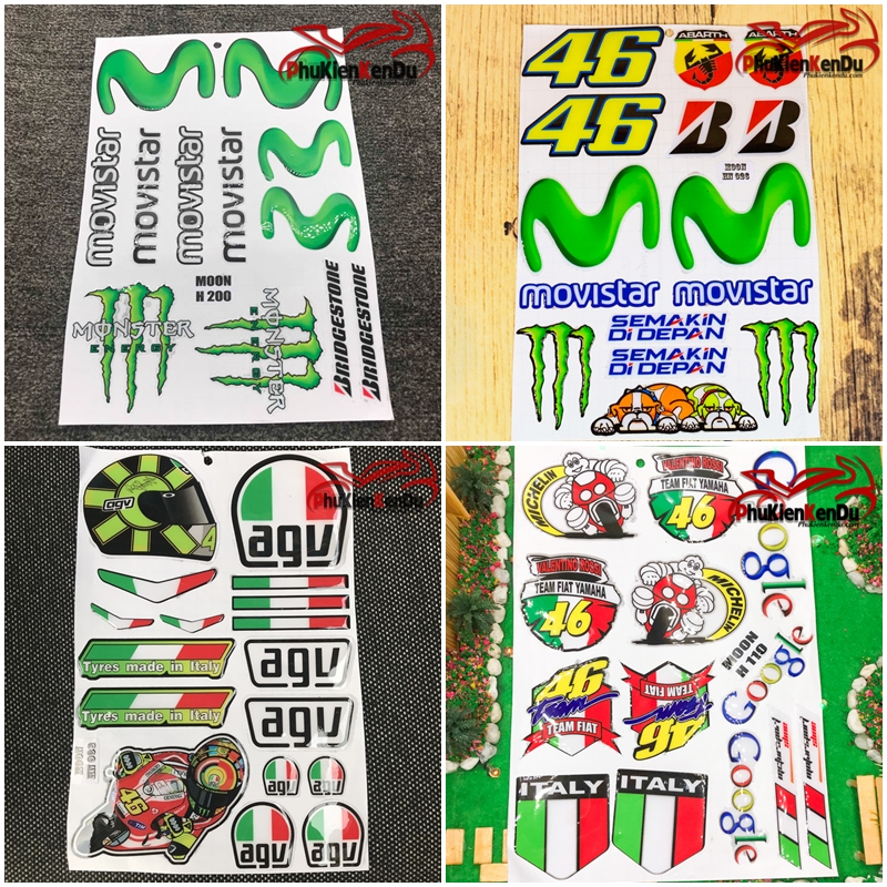 Tem, decal hình nổi dán xe máy, mô tô, ô tô, xe tải, trang trí, chống trầy xe