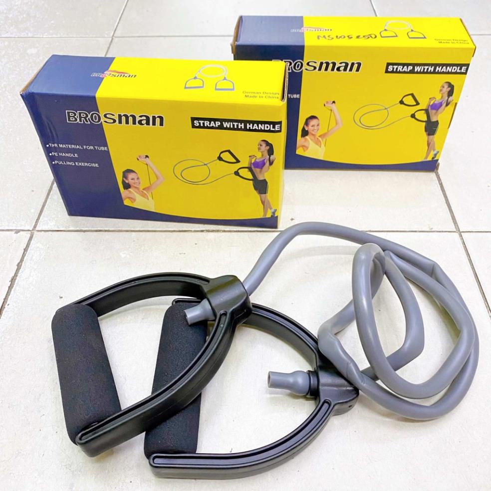 Dây kéo thể lực đàn hồi cao cấp bằng cao su có tay cầm Brosman, dây đàn hồi tập gym - QUYENSPORTS