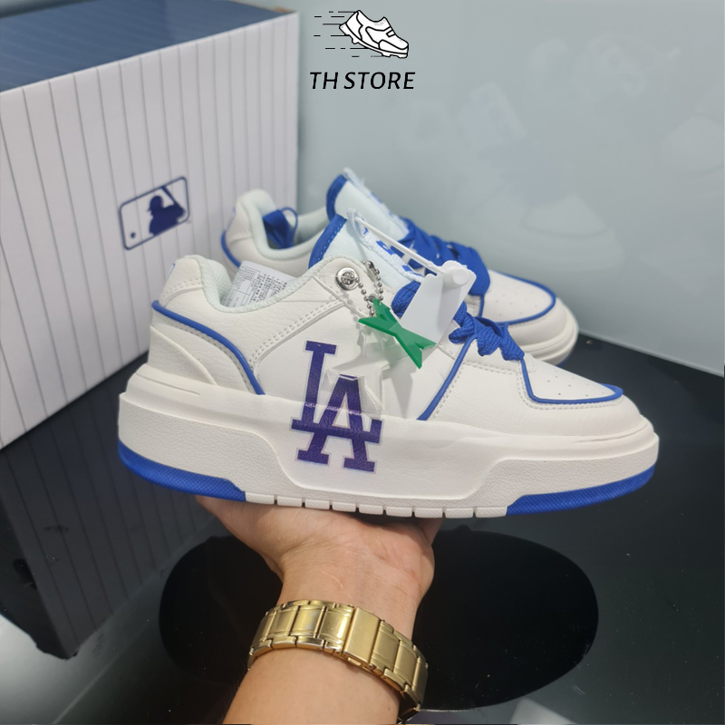 Giày mlb chunky liner low la dodgers blue màu trắng chữ xanh kiểu dáng hàn quốc dành cho nam nữ, giày thời trang giá rẻ, mlb 2021, mlb 11, mlb liner low