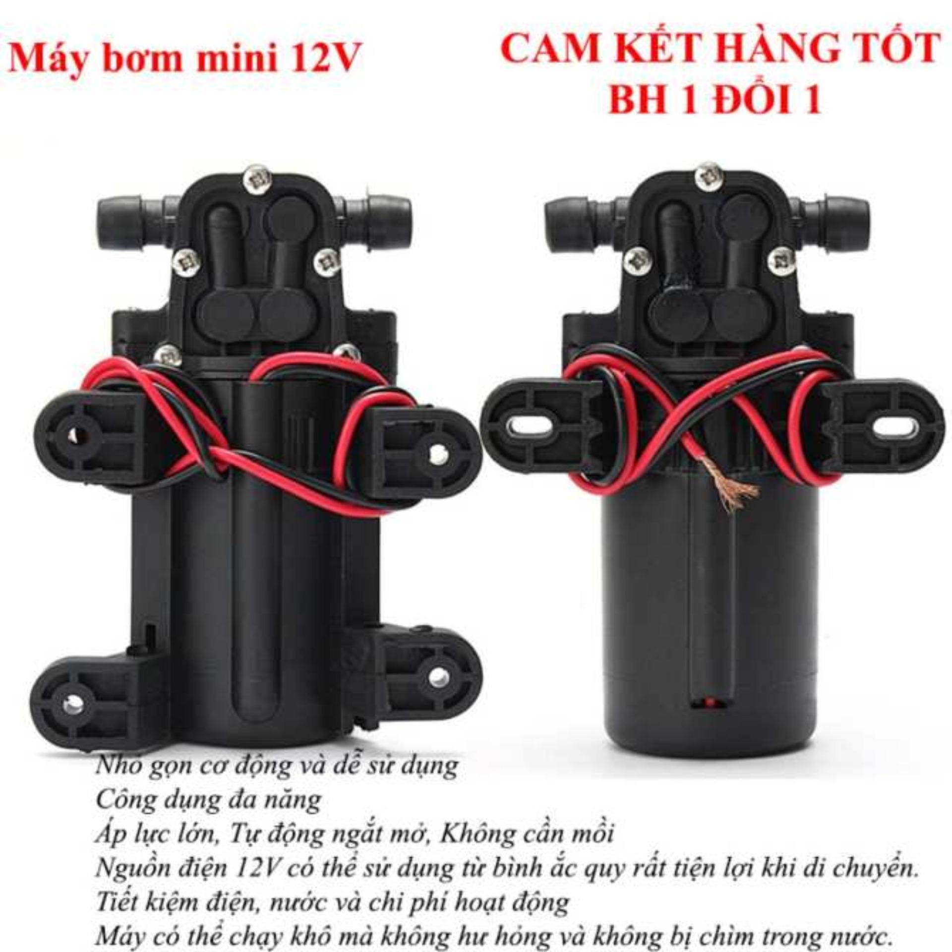 (LOẠI TỐT)Bình nén khí mini,Máy Bơm Áp Phun Xương, Máy bơm mini tăng áp lực nước loại 12V - 70W lưu lượng 6L/phút  máy bơm tăng áp mini 12v | máy bơm mini 12v phun sương cao cấp.