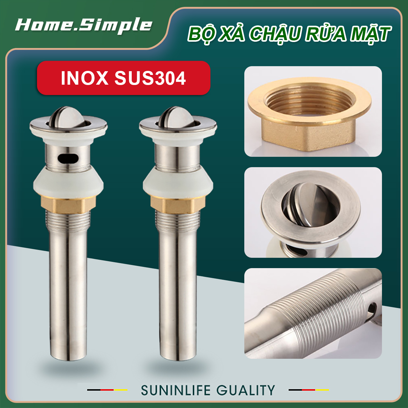 Xi Phông Inox 304,Xi phông xả Lavabo Inox Đồng Xi phông chậu rửa mặ bộ xả lavabo inox Ống Xả Xi Phông Bồn Rửa Mặt,không cần dùng keo